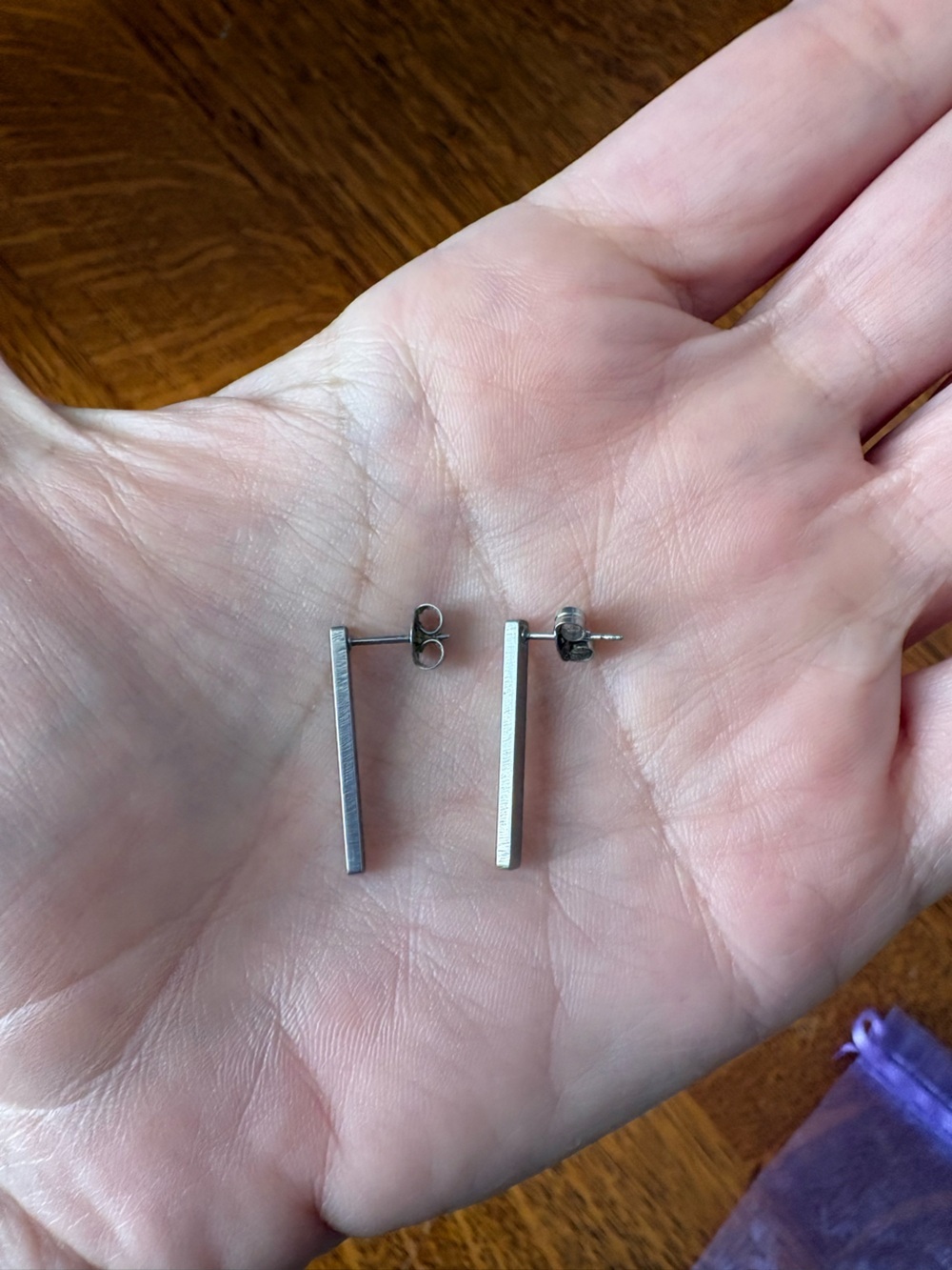Minimalist Silver Bar Stud Earrings Silver